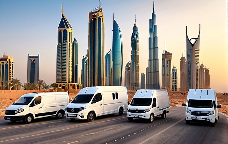 **Prompt 1: Financial Empowerment & Strategic Growth**
    A wide-angle shot of a modern, bustling Middle Eastern city skyline at sunrise (e.g., Dubai or Riyadh), symbolizing new opportunities. In the foreground, a diverse, dynamic fleet of commercial vehicles (delivery vans, construction trucks, logistics vehicles) glides effortlessly. Business professionals in contemporary attire (including individuals who appear to be from the Arab region) are depicted with confident, forward-looking expressions, interacting with futuristic interfaces showing financial fluidity and growth charts. The scene emphasizes liberated capital, agile decision-making, and significant business expansion, bathed in a bright, optimistic light.