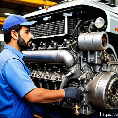 대형 트럭과 특수 차량의 유지보수 차이 - A detailed cross-sectional view of a large diesel truck engine with advanced high-pressure fuel inje...